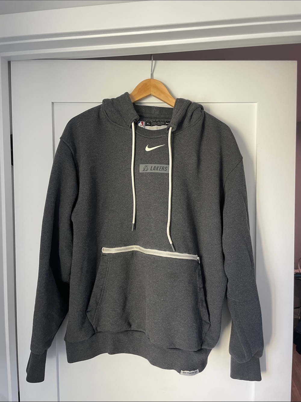 Nike x NBA Y2K OG Lakers Hoodie Grey w Center Swoosh Heavyweight 🚨